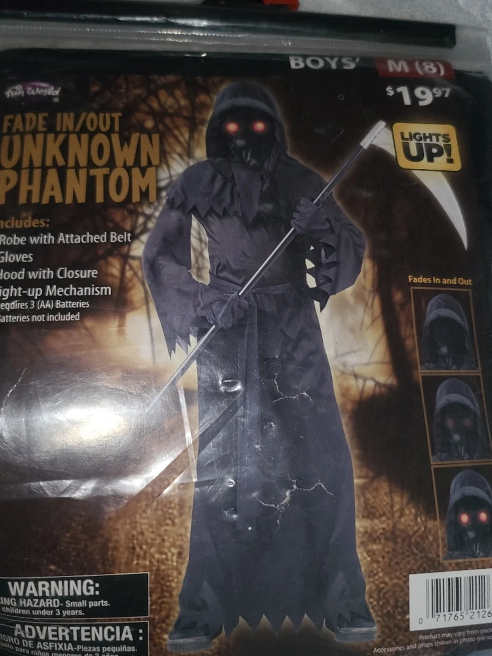 FADE IN/OUT UNKNOWN PHANTOM COSTUME Boy Sz M / 8 Fun World Halloween. New